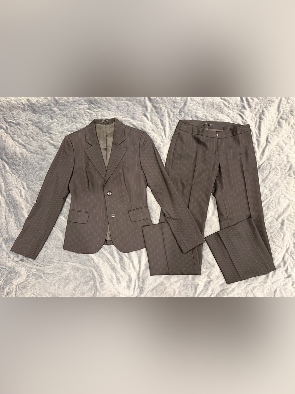 Sisley Brown Pinstripe Two-Button Blazer and Trousers